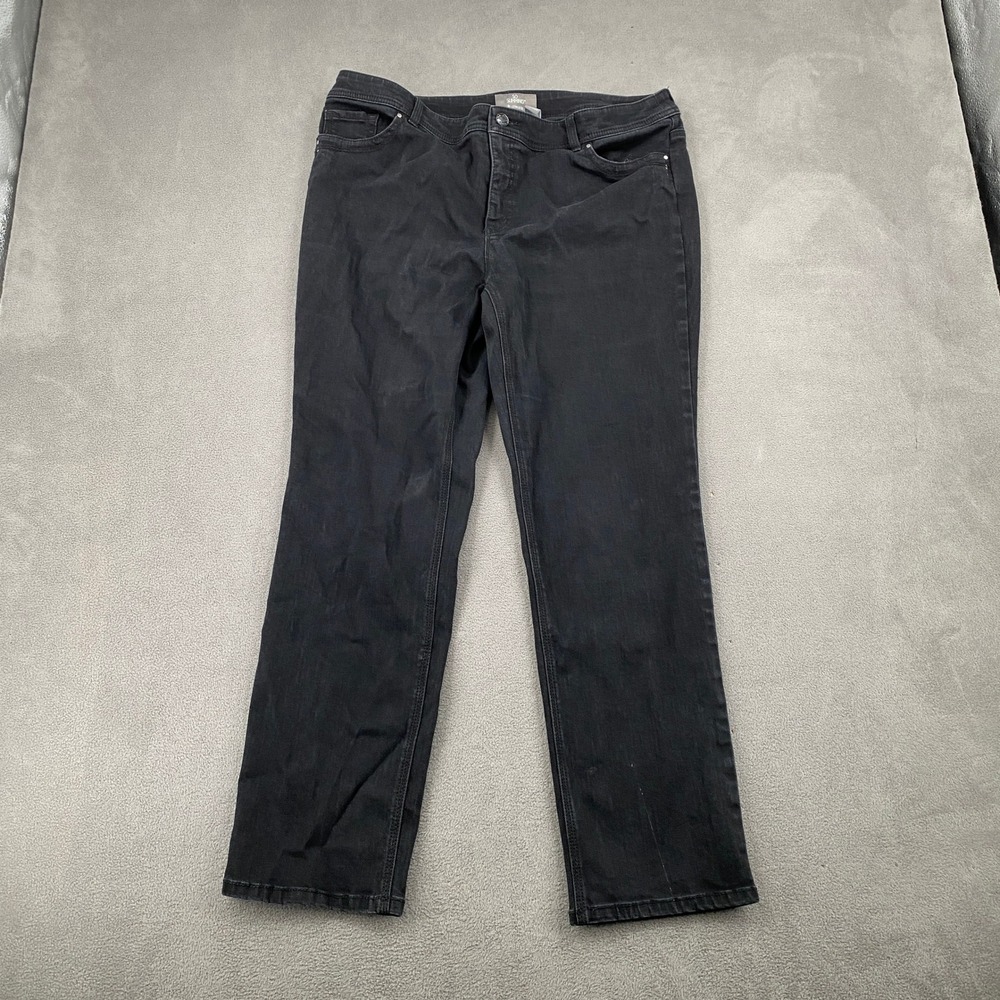 Chico's So Slimming Black Straight Leg Jeans Size 2.5 Short Stretch Denim